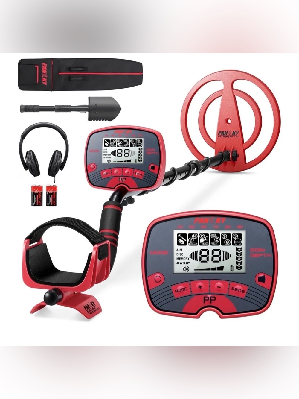 Red PANCKY Metal Detector with LCD Screen
